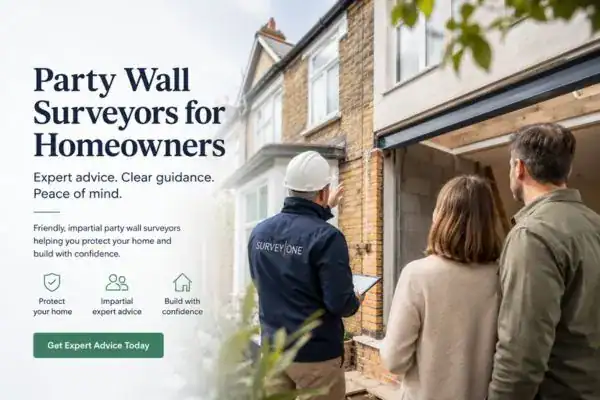 Image of couple with Party wall survey from Survey One York
